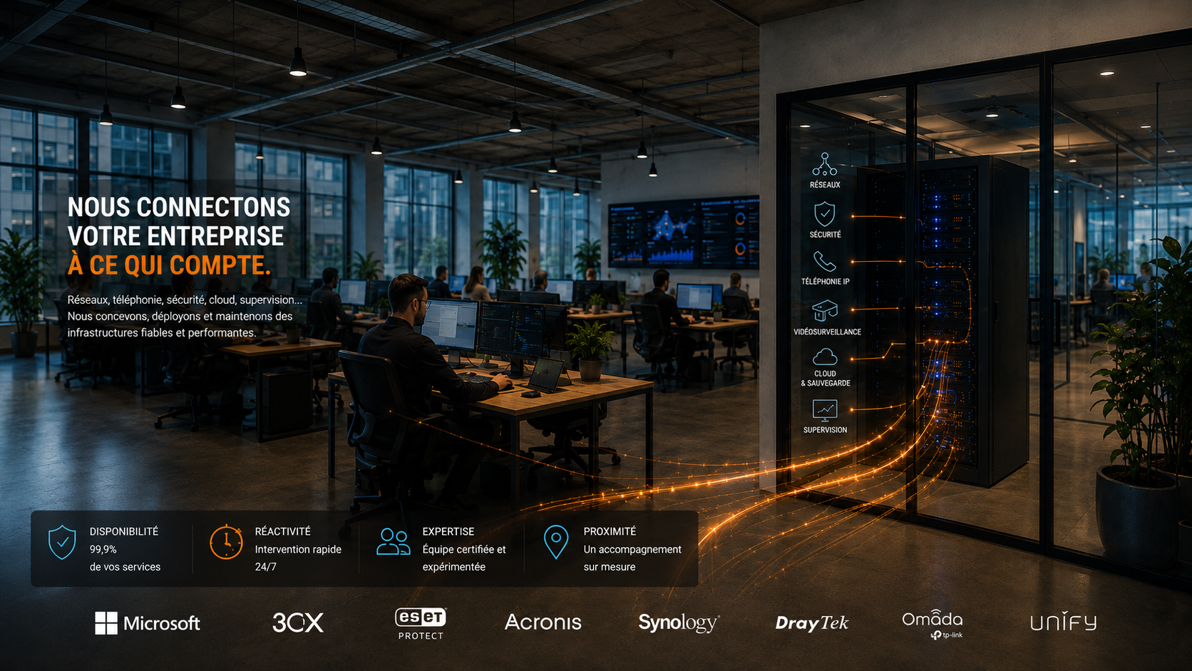 Baie de serveurs et infrastructure GRCS